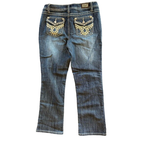 Earl Womens Embellished Blue Jeans 6P Denim Faded Dark Wash Straight Leg EUC - Picture 2 of 16